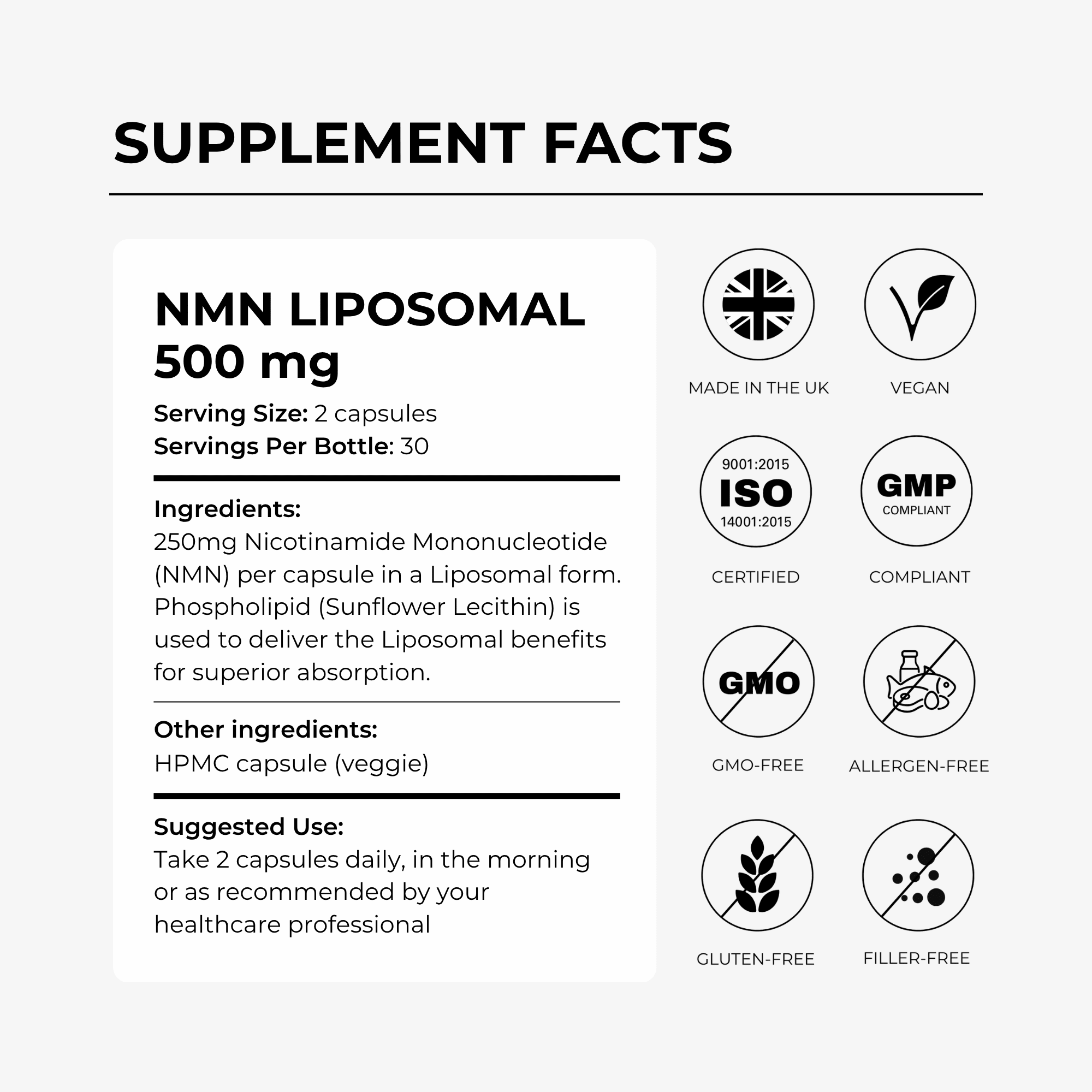NMN 500 mg - Liposomal - Charava UK