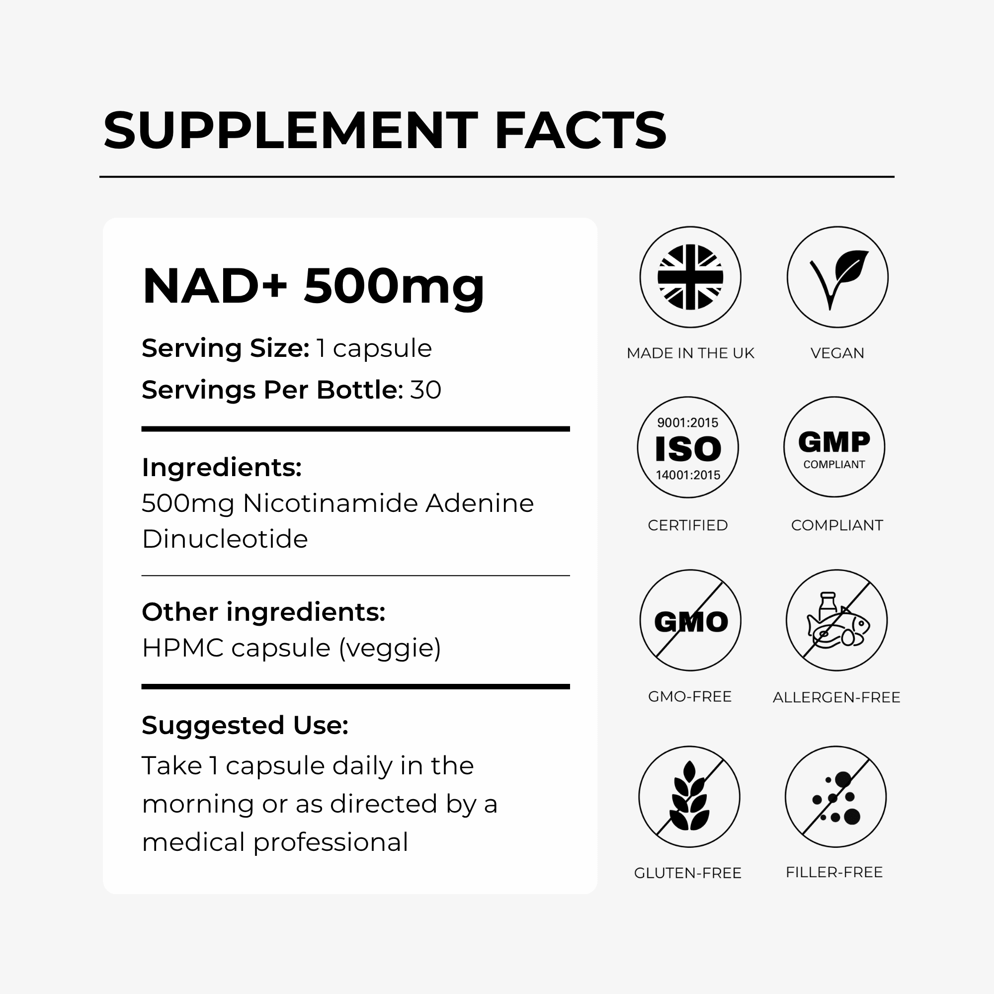 NMN 500mg (30 Capsules) - Charava UK