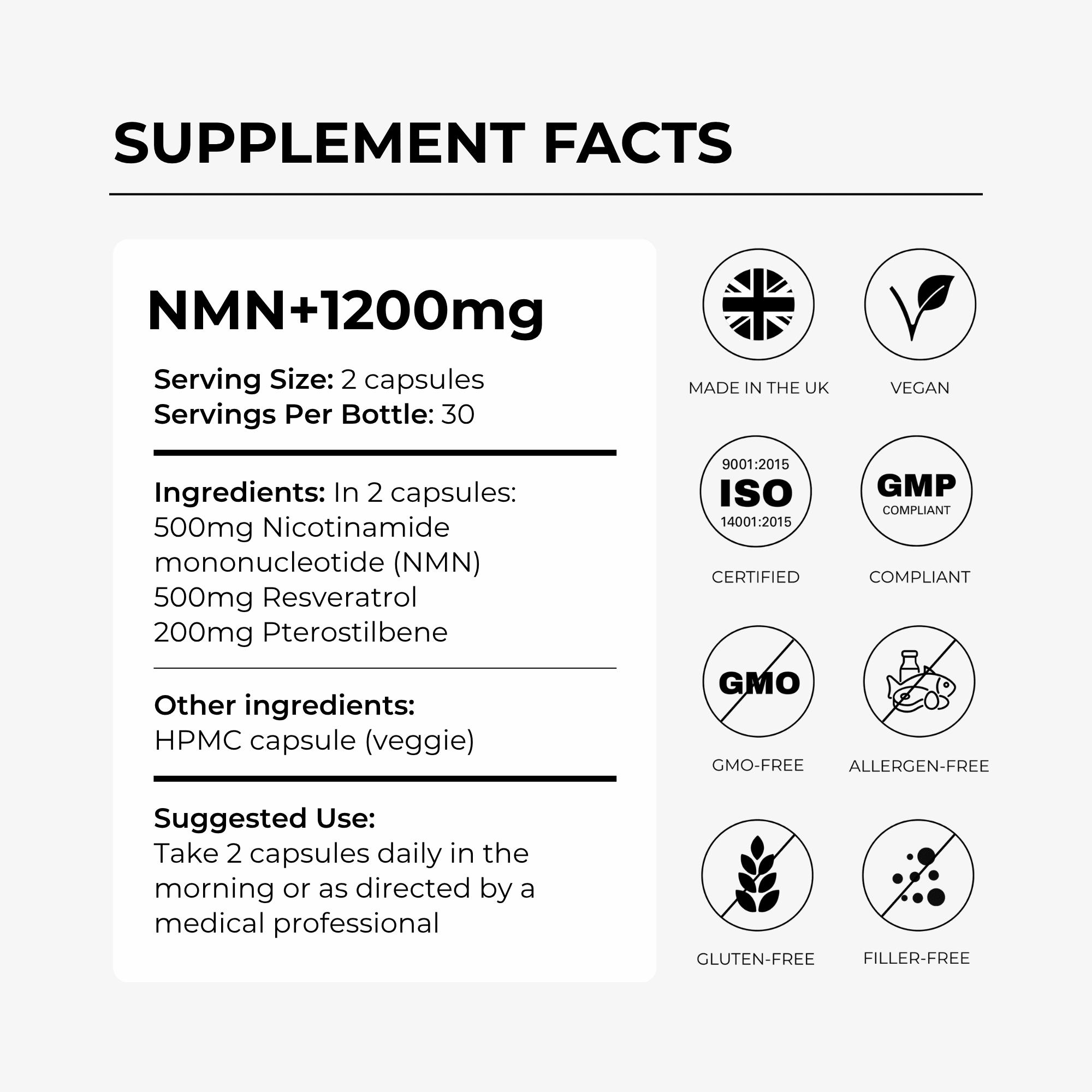 NMN+1200 (NMN, Resveratrol, Pterostilbene) - Charava UK